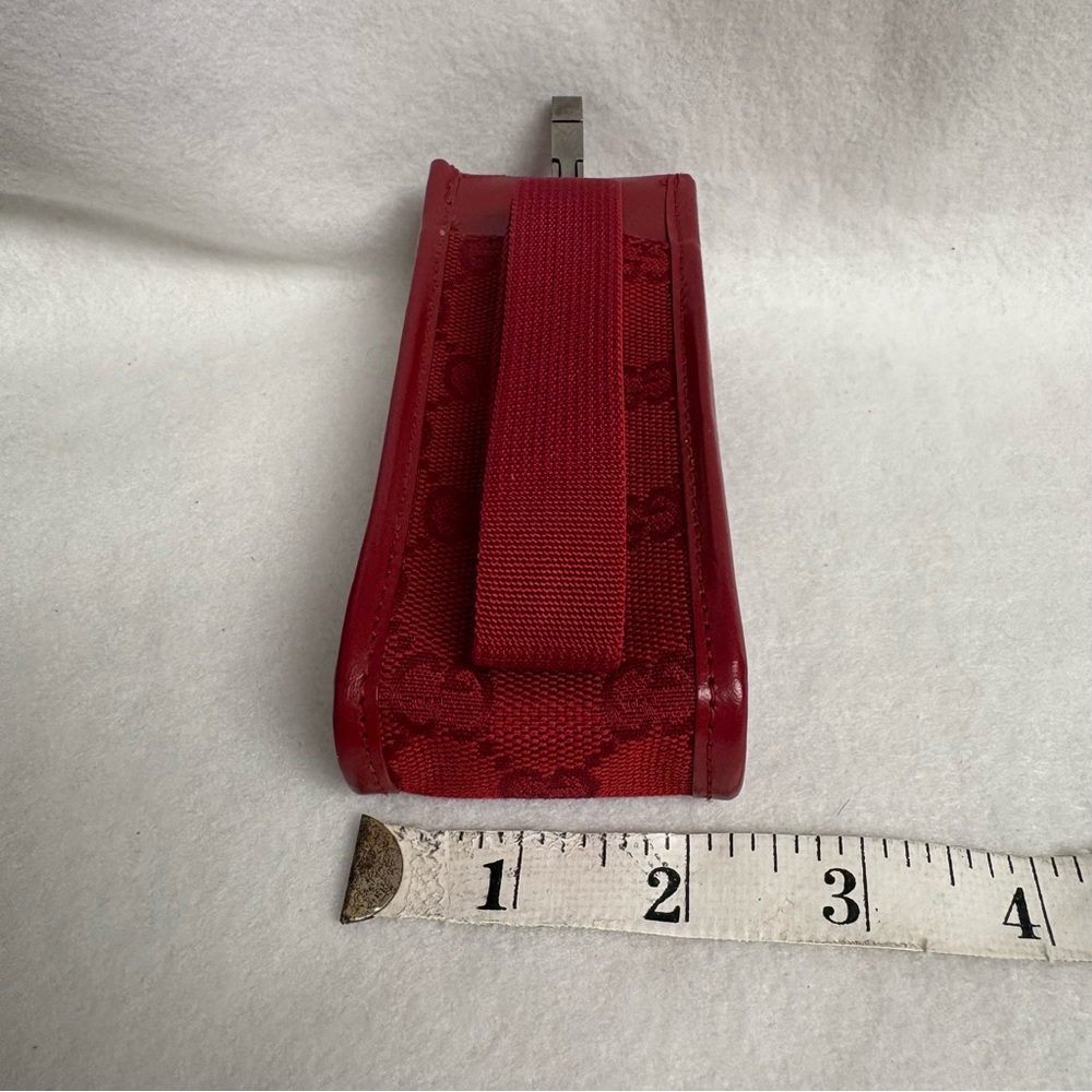 VTG GUCCI Red Belt Pouch Case GG Print Clip Old Cell Phone Pouch - Picture 8 of 15